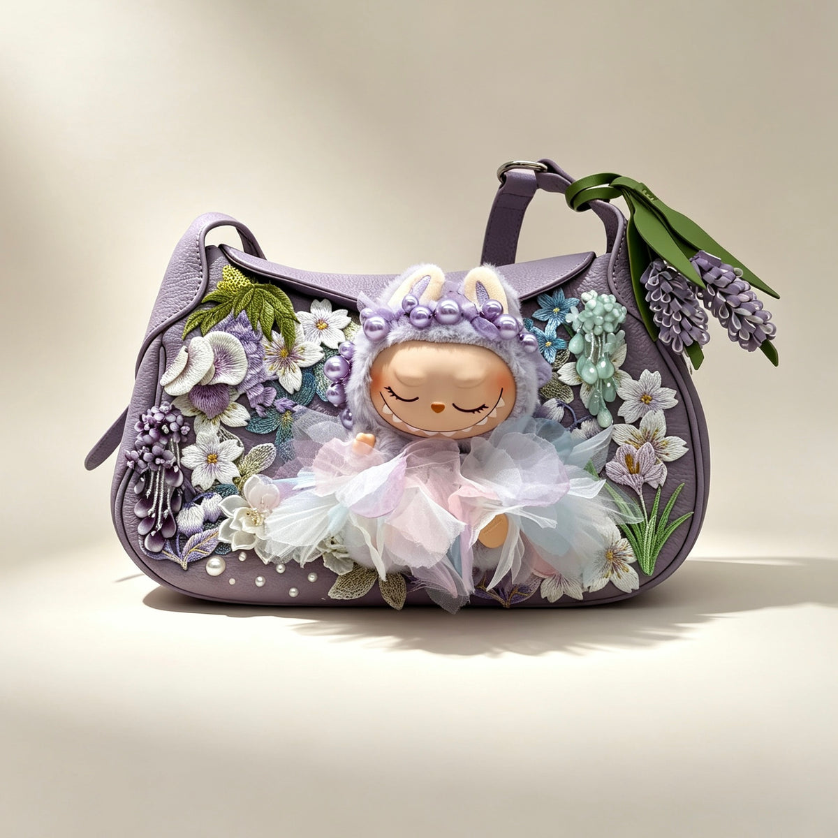 Lavender‑floral Handmade Shoulder Bag Main image