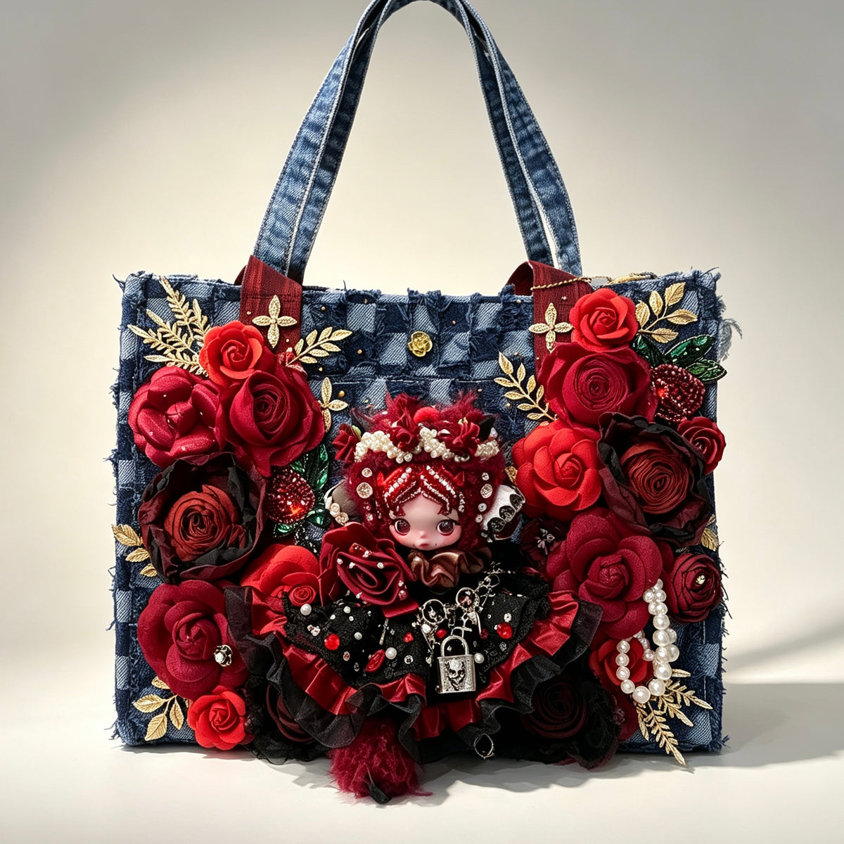 Vintage Denim Handmade Doll Tote Bag