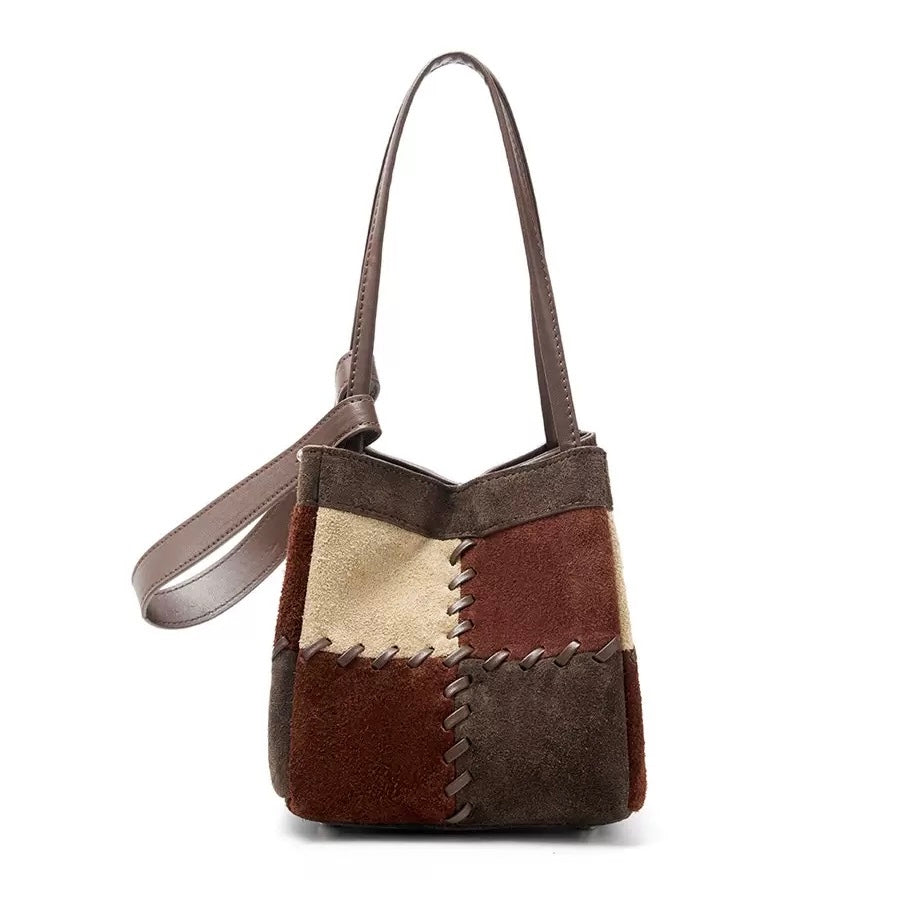 Vintage Patchwork Suede Mini Tote Bag Main image