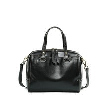 Retro Full-Grain Leather Boston Bag – Women’s Commuter Tote & Crossbody